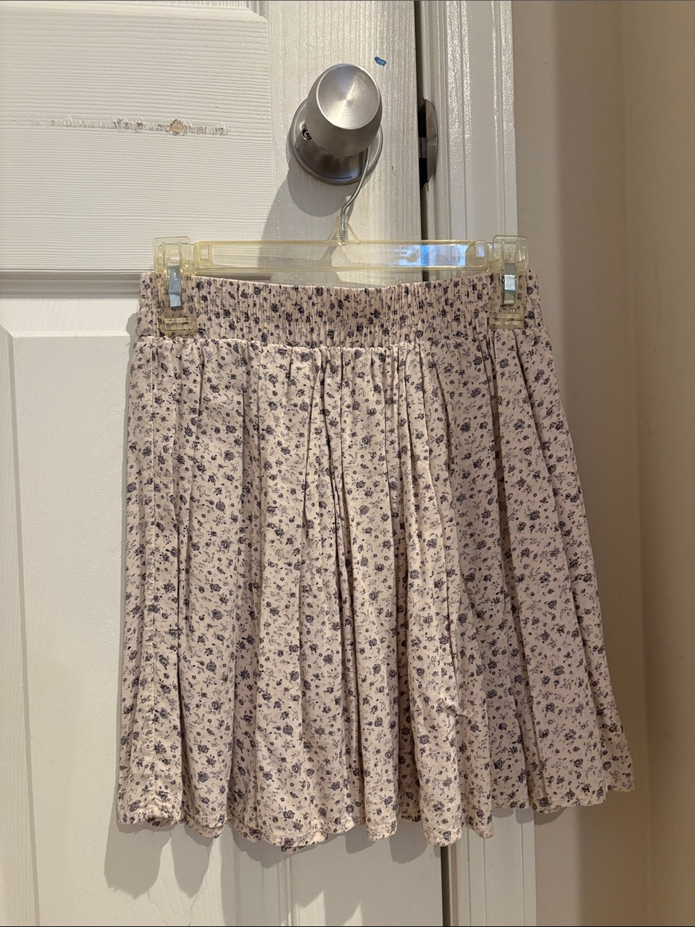 Brandy Melville Cream Skirt with Navy Floral Print